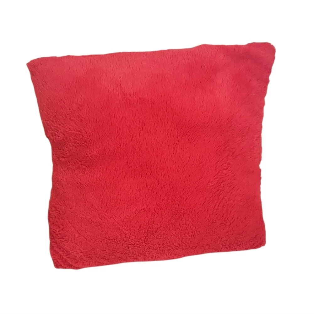 Red Plush Throw Pillow Soft Square Cushion